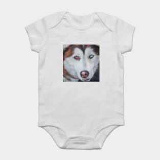 Siberian Husky Fine Art Painting Baby Bodysuit